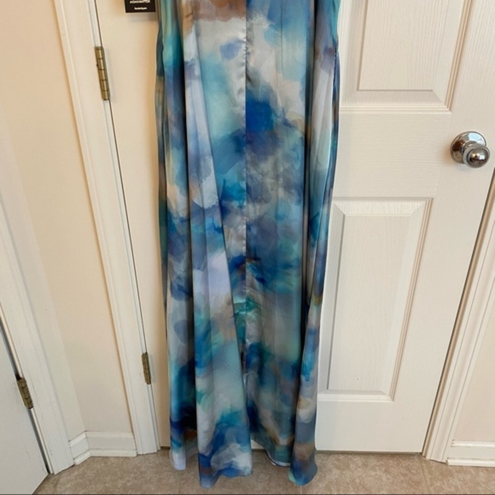 Aidan by Aidan Mattox Printed Twist-Front Maxi Dress in Blue Multi Size 12 - Picture 10 of 13